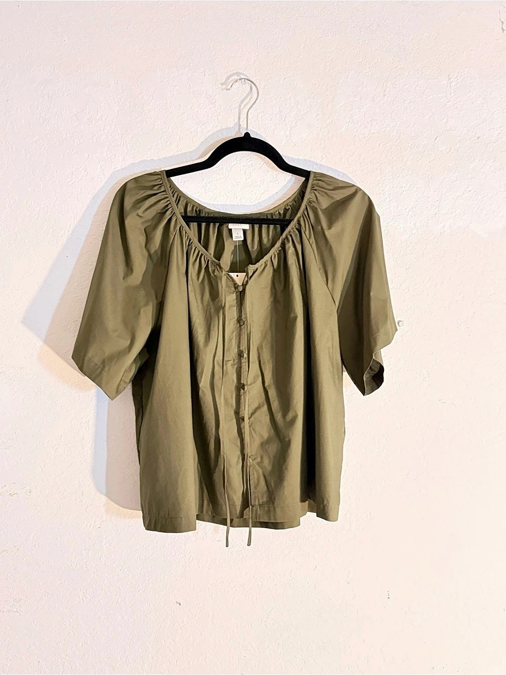 NWT | A New Day - Short Sleeve Blouse | Olive Green | L
